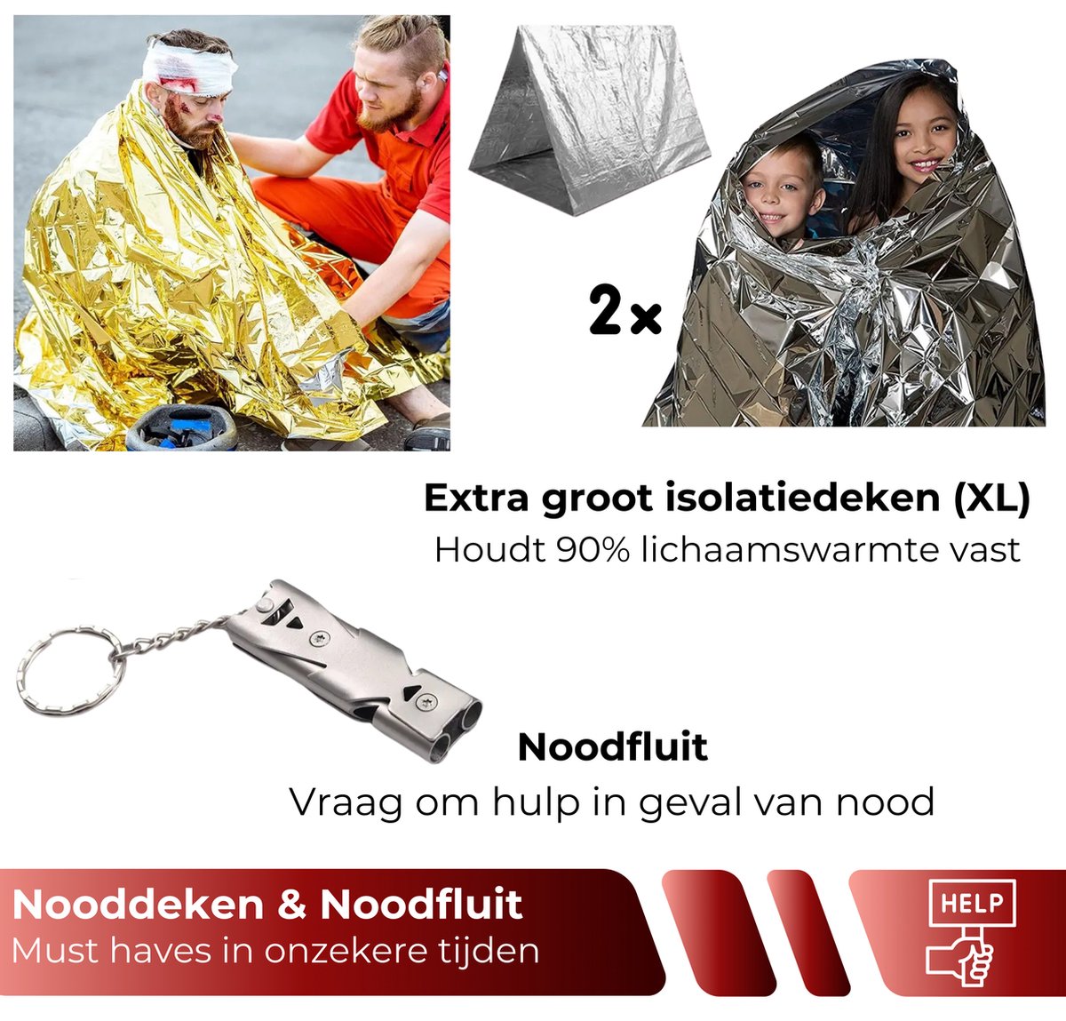 SINTIVO™ Noodpakket met Noodradio - Powerbank - Noodfluit - Waterfilter - 2x Isolatiedeken