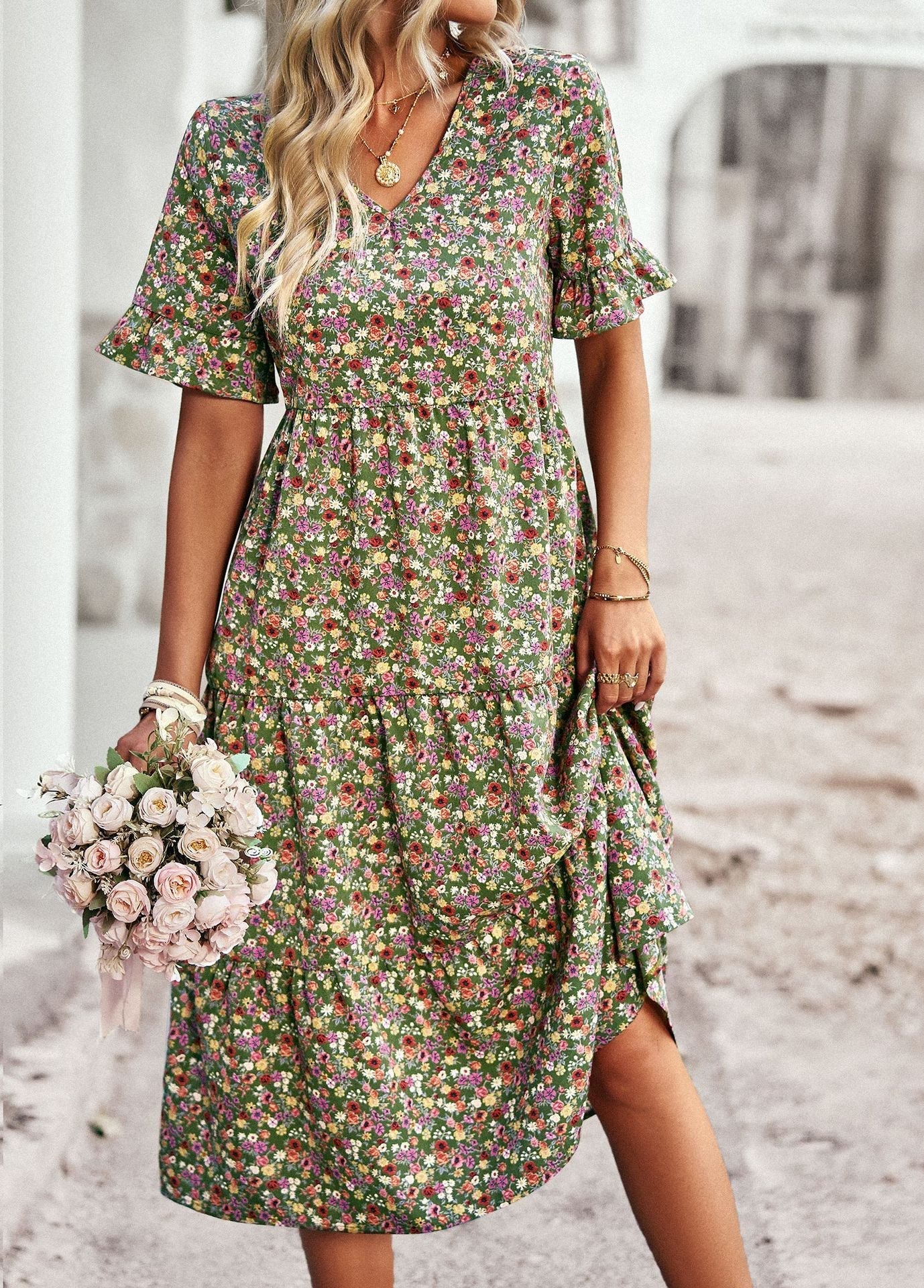 SINTIVO™ Sierlijke Bloemen Midijurk