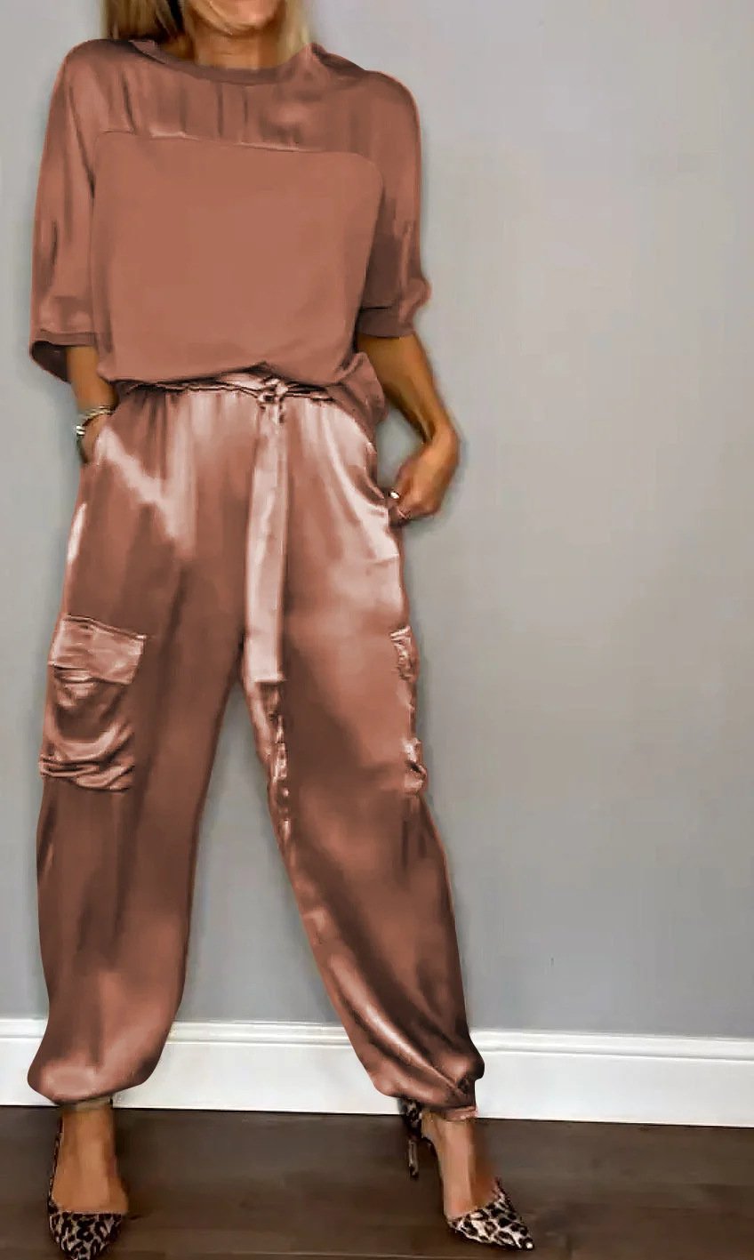 SINTIVO™ Satijnen Tweedelige Set met Top en Broek