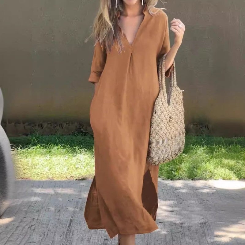 SINTIVO™ Jurk met V-hals in Casual Stijl