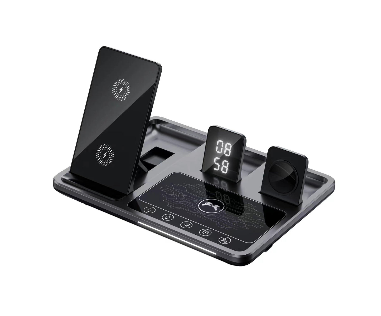 SINTIVO™ 4-in-1 Draadloos Oplaadstation met Wekker