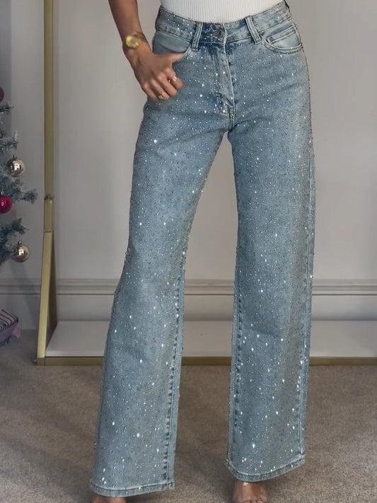 SINTIVO™ Wide-Leg Jeans met glitters