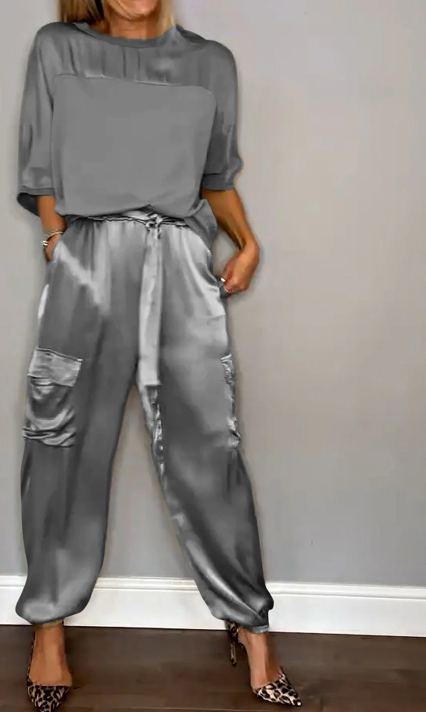 SINTIVO™ Satijnen Tweedelige Set met Top en Broek