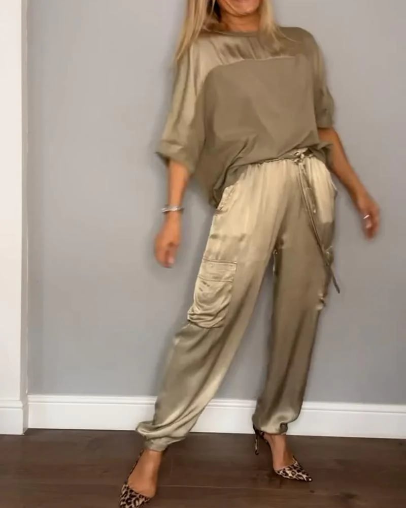 SINTIVO™ Satijnen Tweedelige Set met Top en Broek