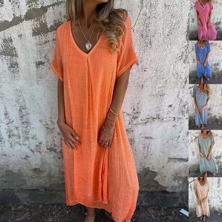 SINTIVO™ Stijlvolle Midi Jurk met V-hals