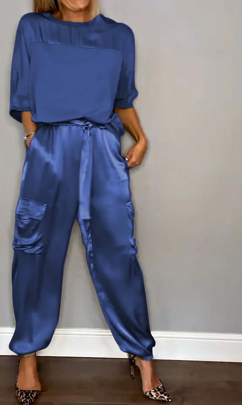 SINTIVO™ Satijnen Tweedelige Set met Top en Broek