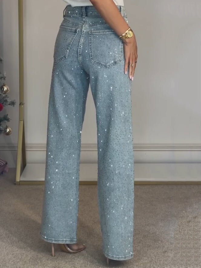SINTIVO™ Wide-Leg Jeans met glitters
