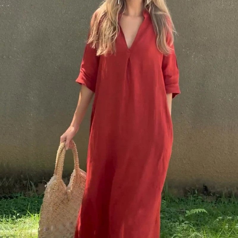 SINTIVO™ Jurk met V-hals in Casual Stijl
