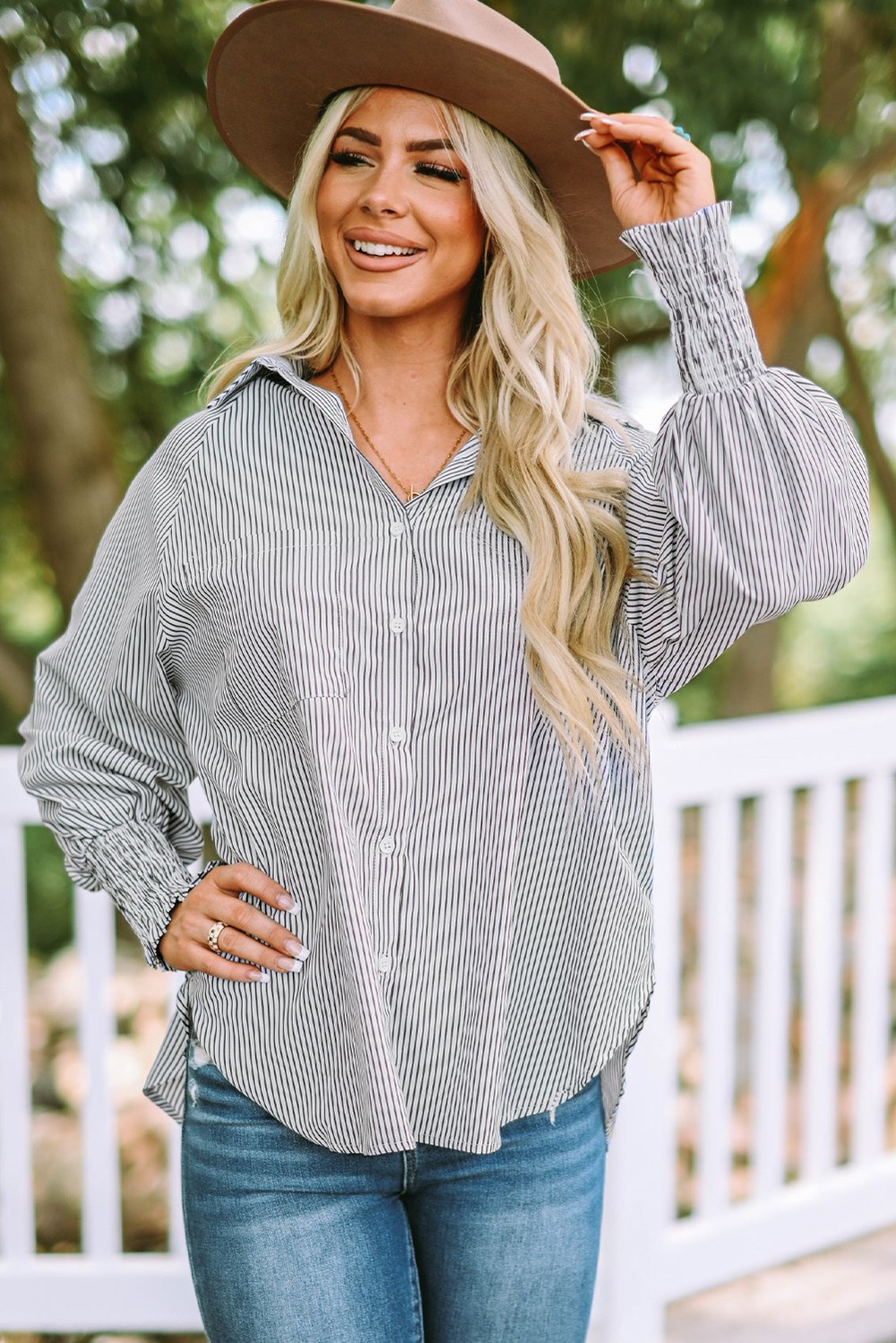 SINTIVO™ Elegante Midi-Blouse met Oversized Mouwen