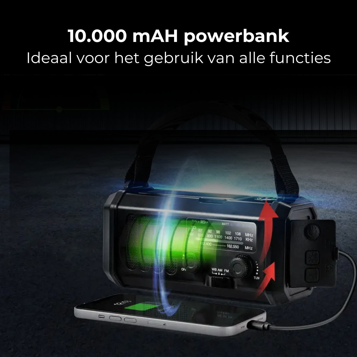 SINTIVO™ Premium noodradio en powerbank 10.000 mAh + GRATIS Noodfluit
