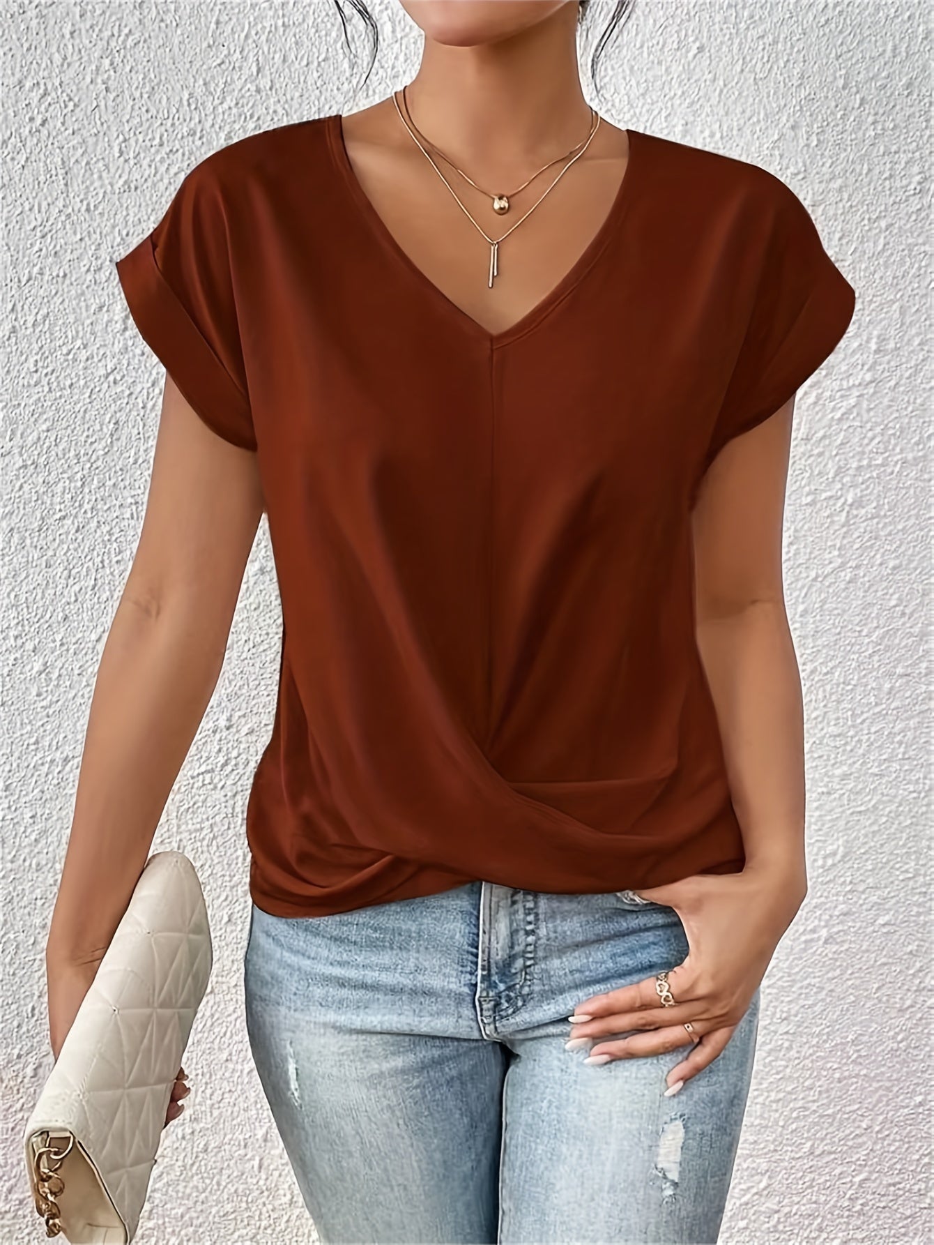 SINTIVO™ Elegante Casual T-shirt met Hartvormige Halslijn