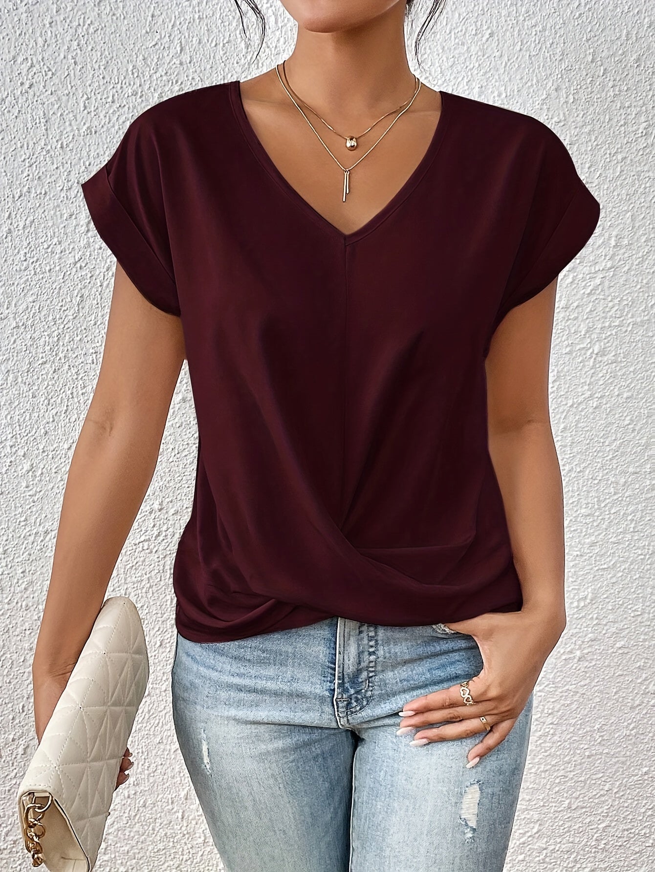 SINTIVO™ Elegante Casual T-shirt met Hartvormige Halslijn