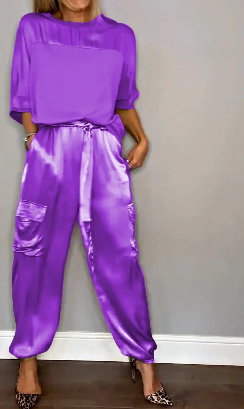 SINTIVO™ Satijnen Tweedelige Set met Top en Broek