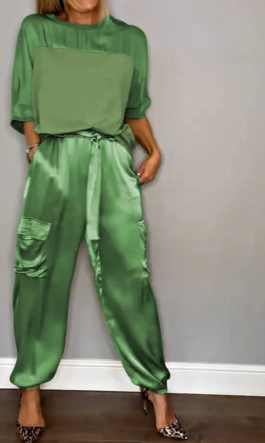 SINTIVO™ Satijnen Tweedelige Set met Top en Broek