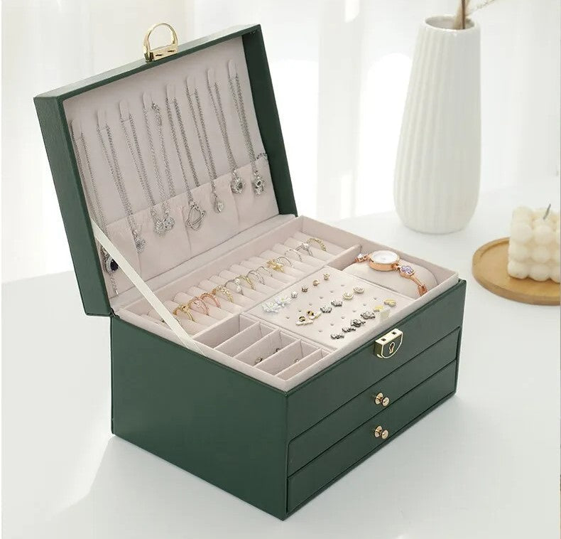SINTIVO™ Sieradendoos - GemKeeper - Meerlagig & Leer - Ruime & Elegante Organisatie