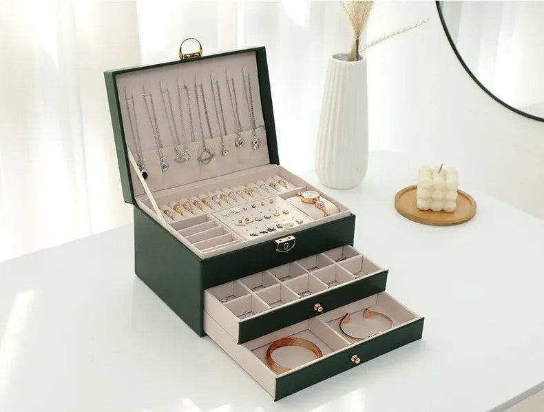 SINTIVO™ Sieradendoos - GemKeeper - Meerlagig & Leer - Ruime & Elegante Organisatie