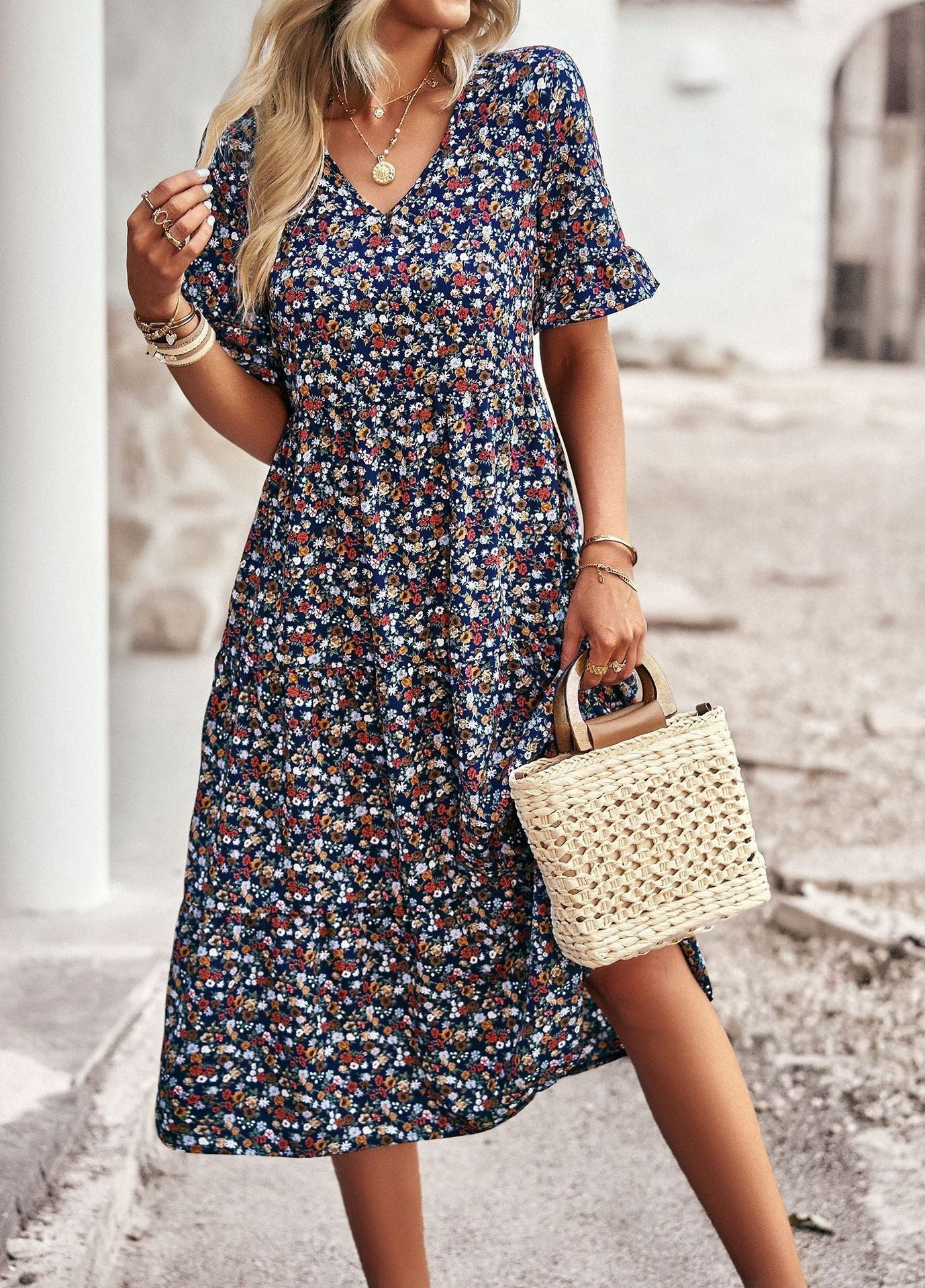 SINTIVO™ Sierlijke Bloemen Midijurk