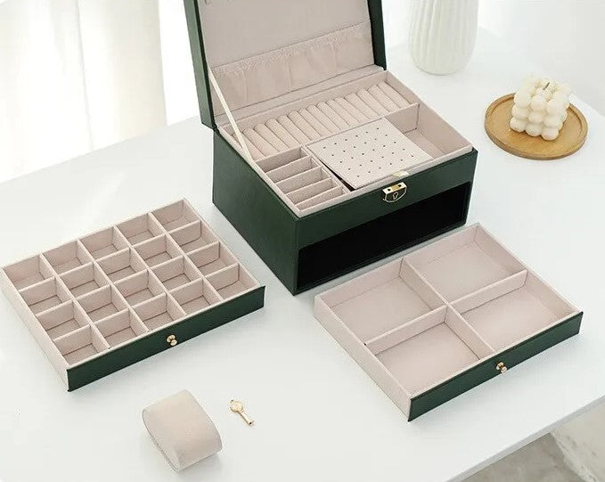 SINTIVO™ Sieradendoos - GemKeeper - Meerlagig & Leer - Ruime & Elegante Organisatie