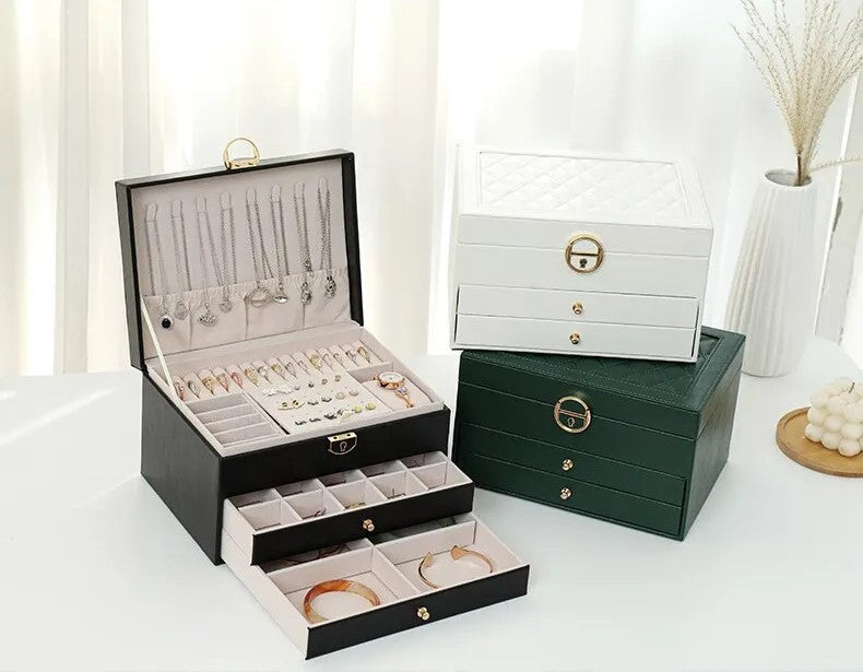 SINTIVO™ Sieradendoos - GemKeeper - Meerlagig & Leer - Ruime & Elegante Organisatie