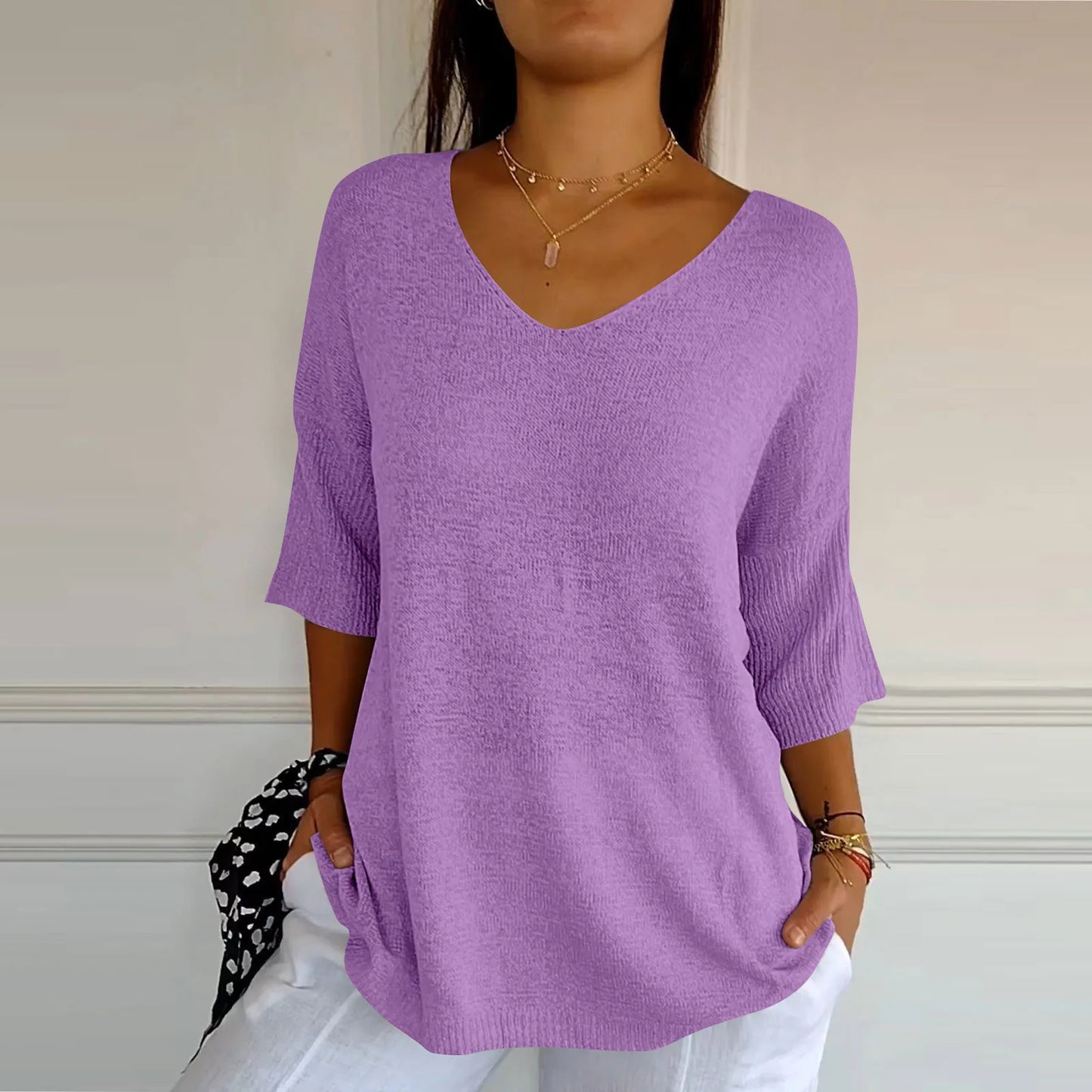 SINTIVO™ Comfortabele Effen V-hals Top