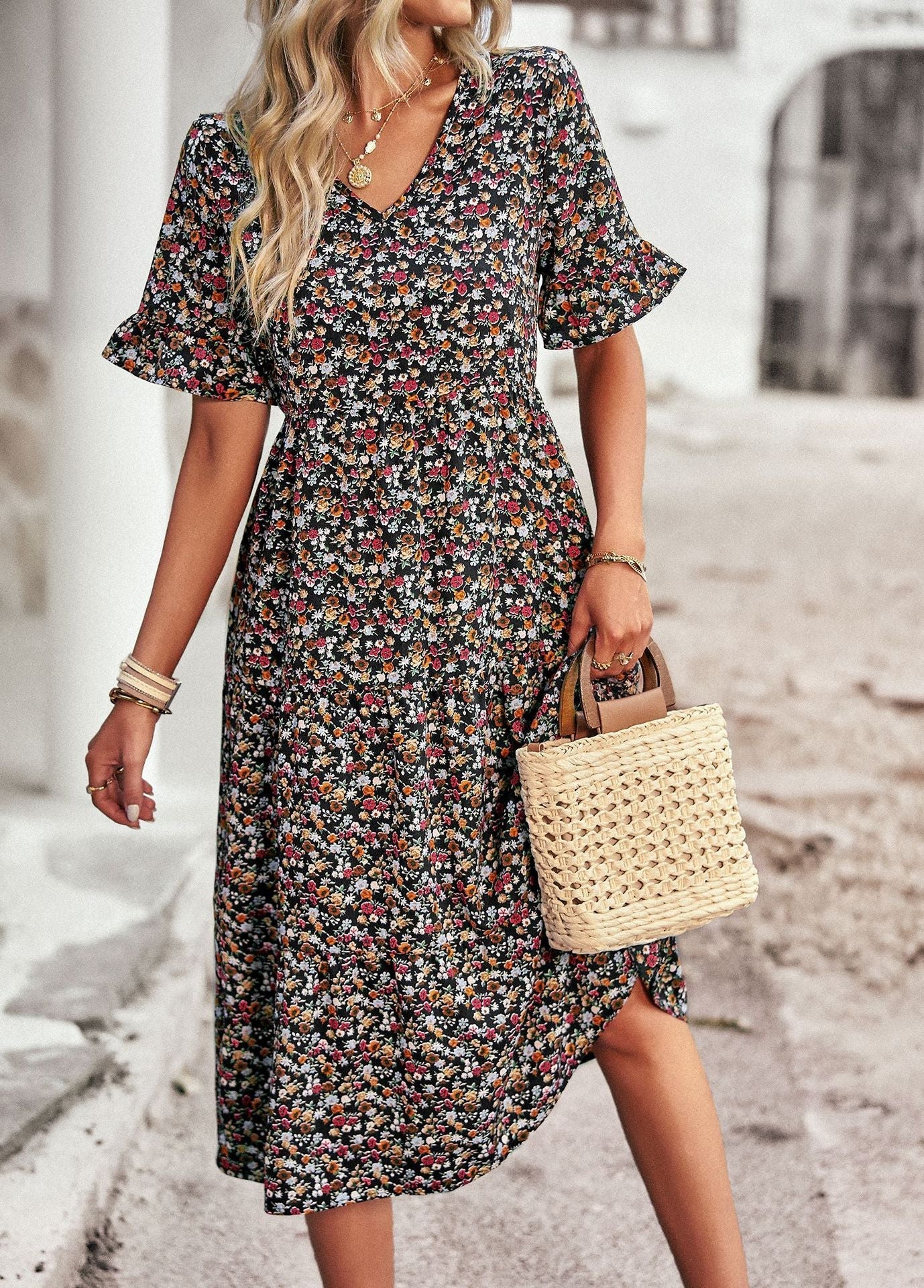 SINTIVO™ Sierlijke Bloemen Midijurk