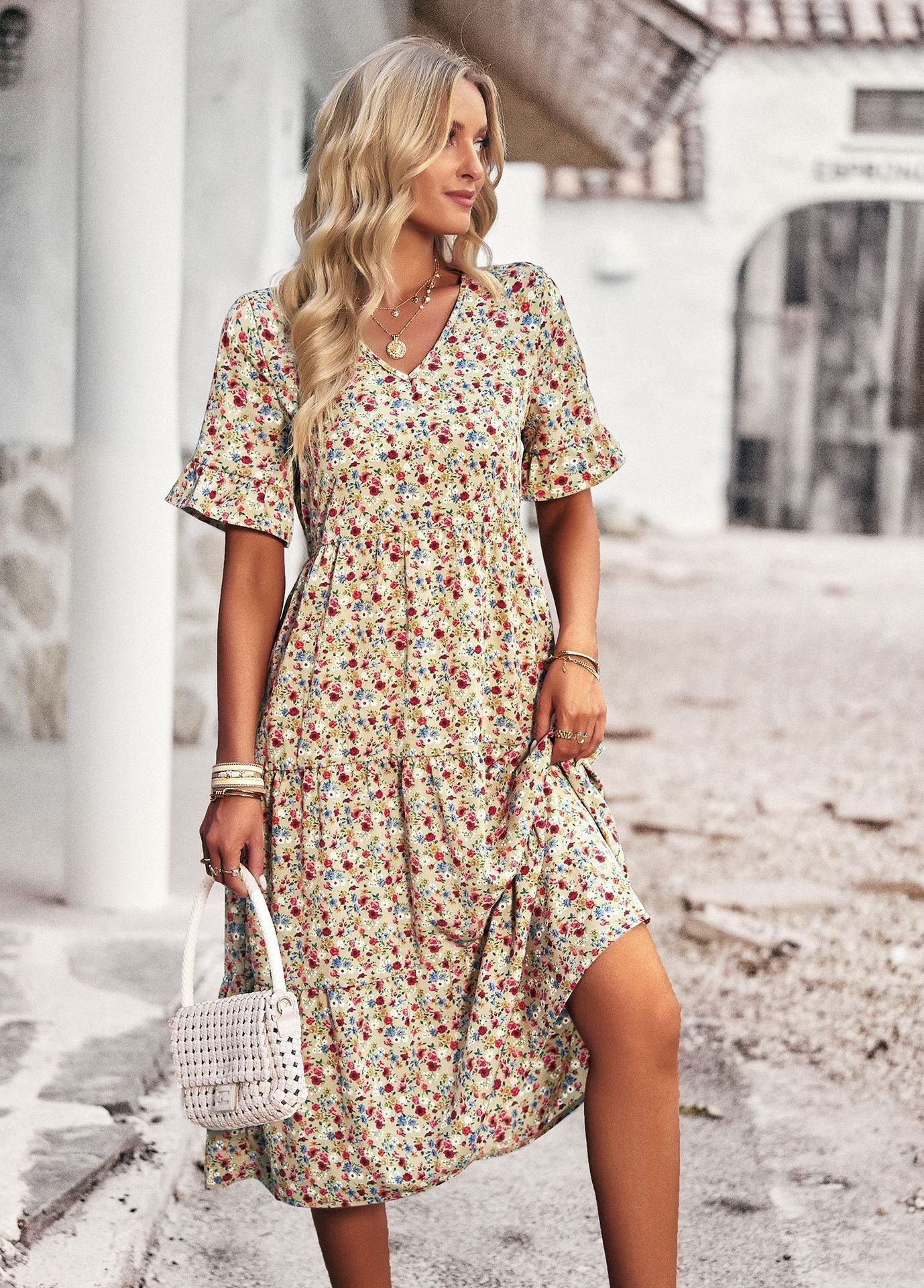 SINTIVO™ Sierlijke Bloemen Midijurk