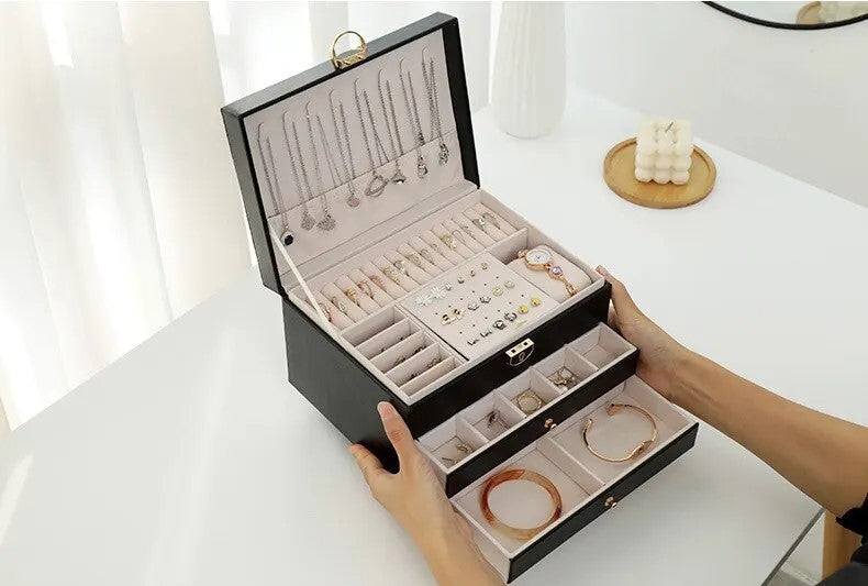 SINTIVO™ Sieradendoos - GemKeeper - Meerlagig & Leer - Ruime & Elegante Organisatie
