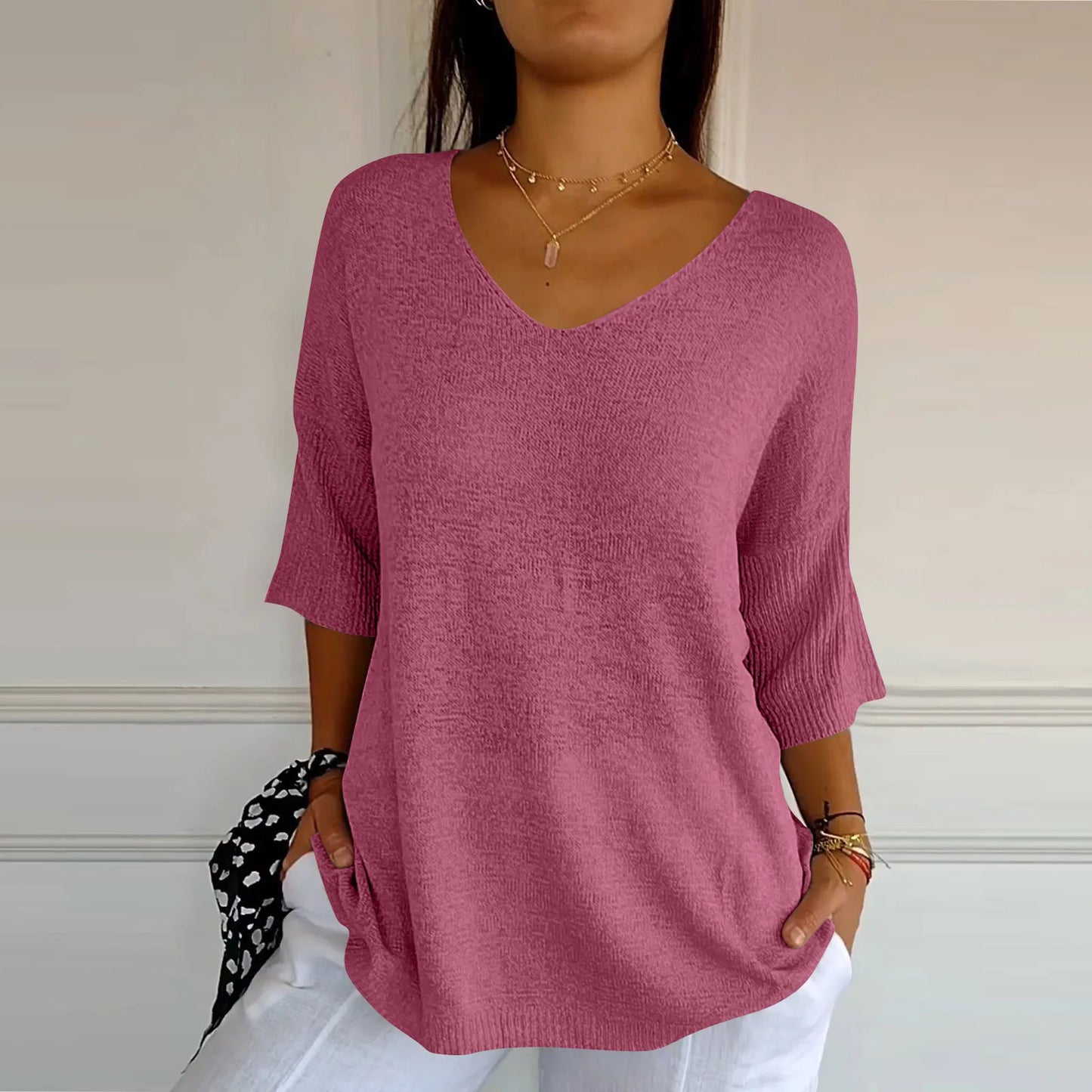 SINTIVO™ Comfortabele Effen V-hals Top
