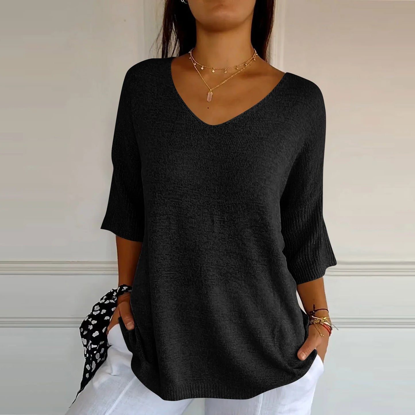 SINTIVO™ Comfortabele Effen V-hals Top