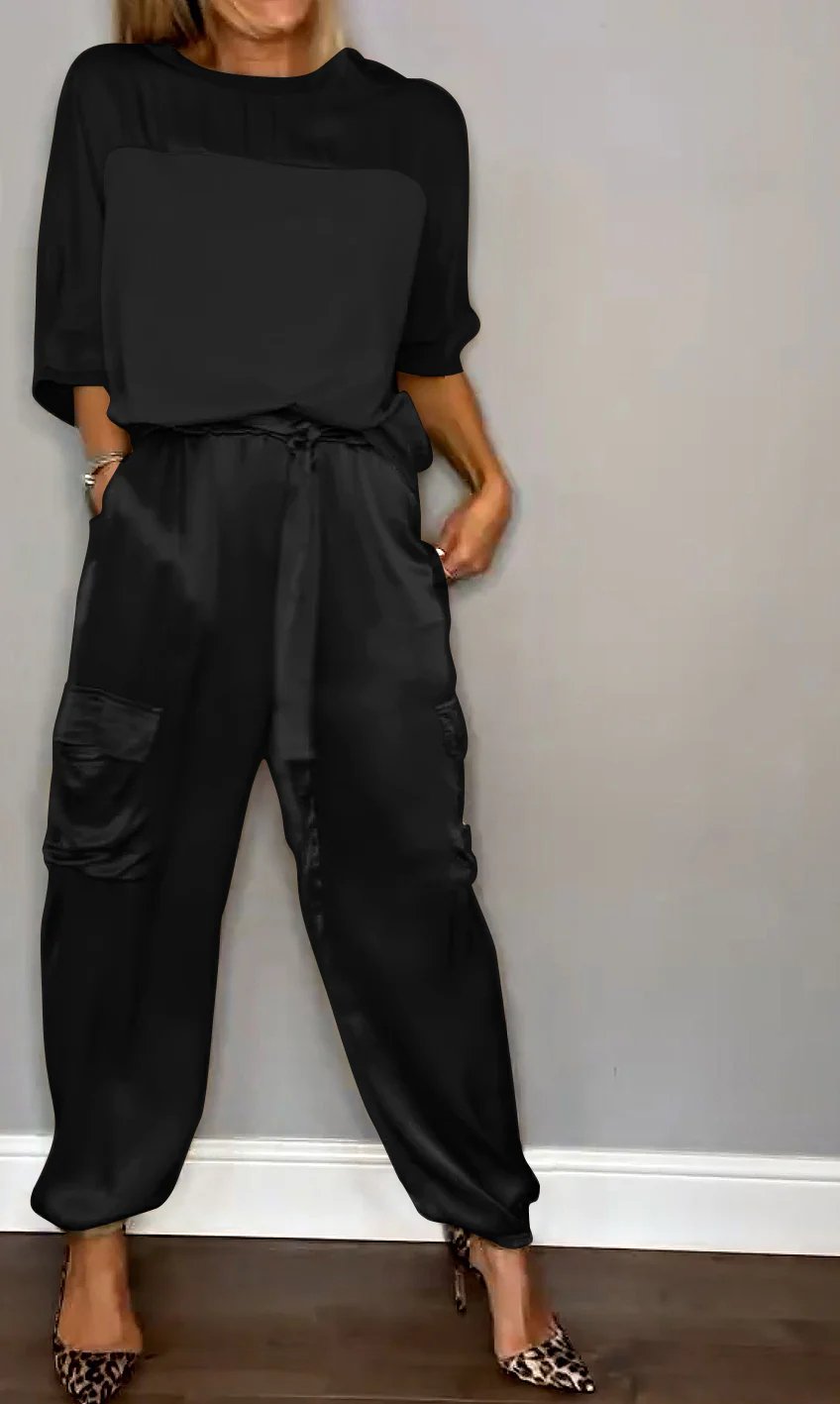 SINTIVO™ Satijnen Tweedelige Set met Top en Broek