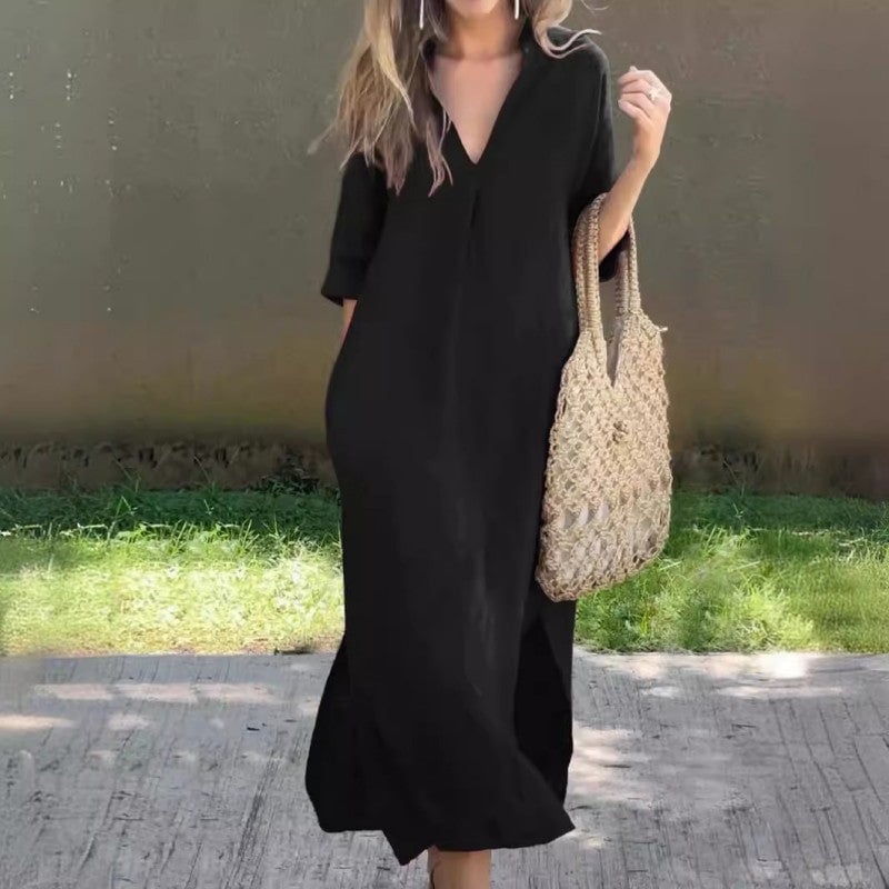 SINTIVO™ Jurk met V-hals in Casual Stijl