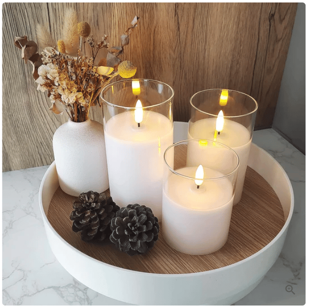 SINTIVO™ Luxe LED Kaarsen met Glazen Cilinder