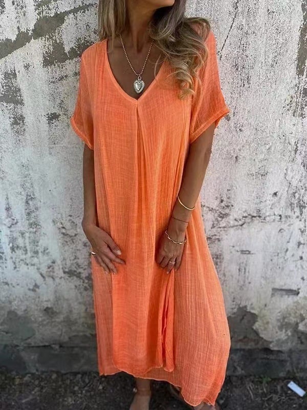 SINTIVO™ Stijlvolle Midi Jurk met V-hals