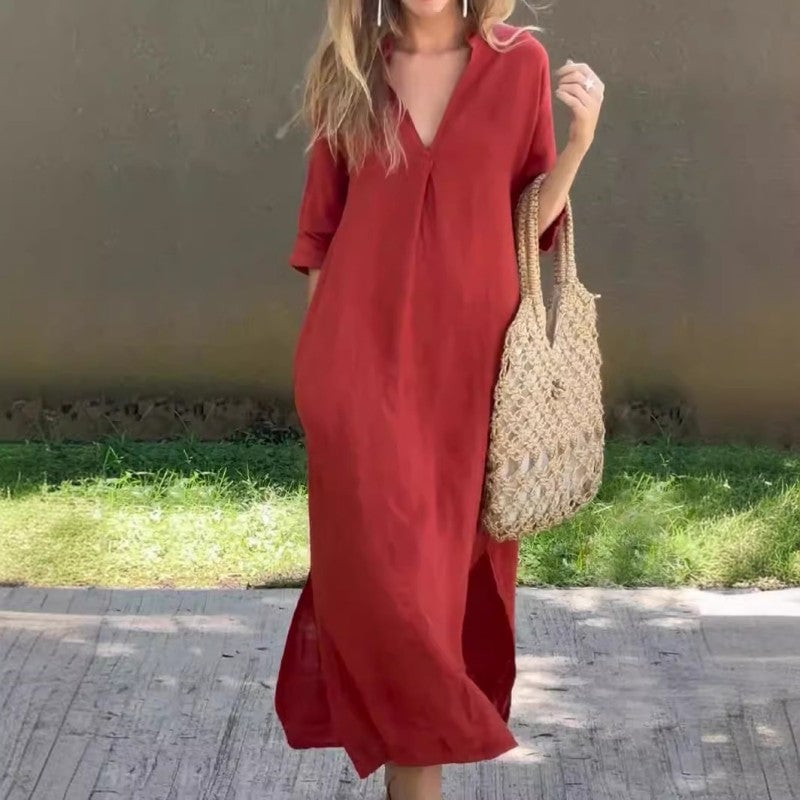 SINTIVO™ Jurk met V-hals in Casual Stijl