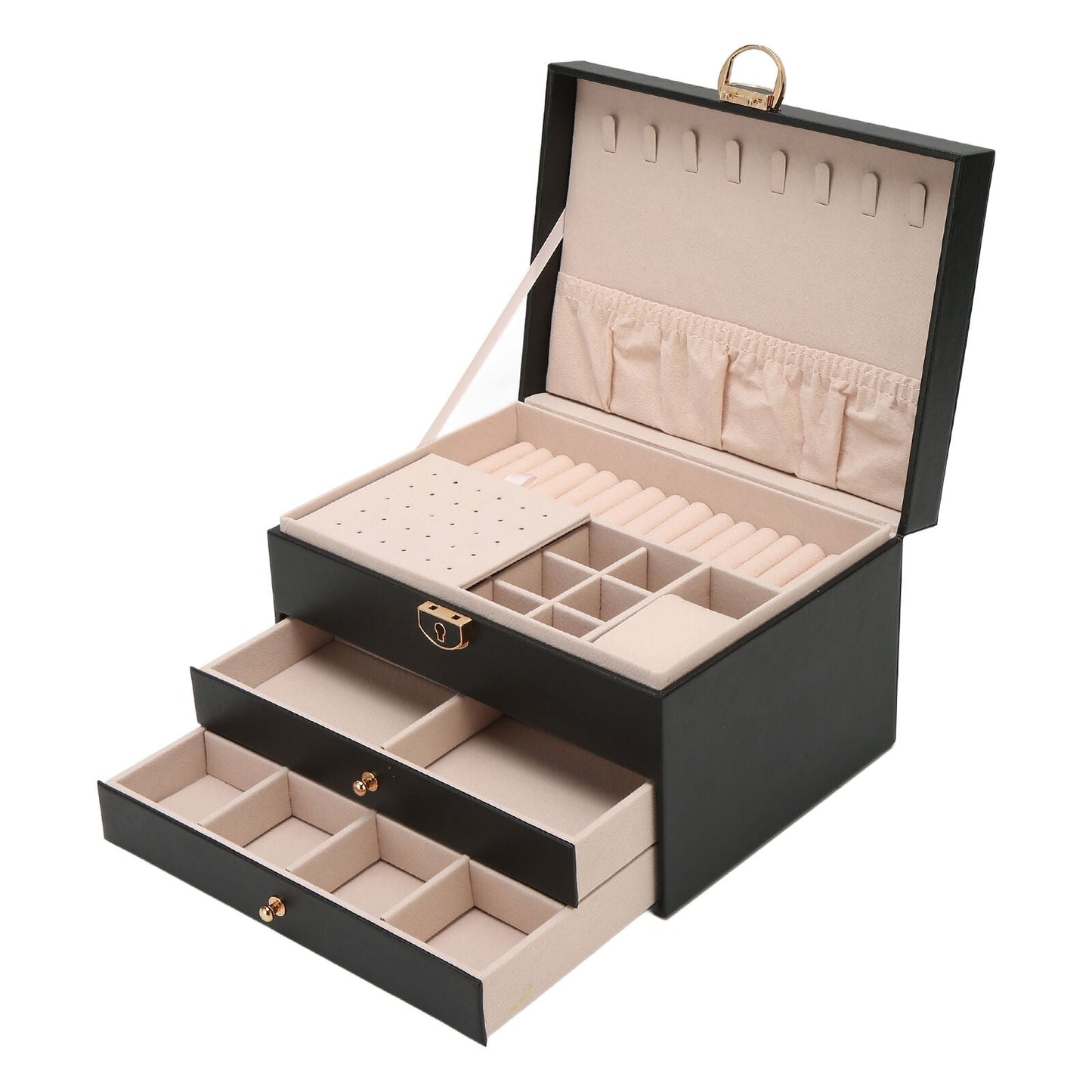 SINTIVO™ Sieradendoos - GemKeeper - Meerlagig & Leer - Ruime & Elegante Organisatie