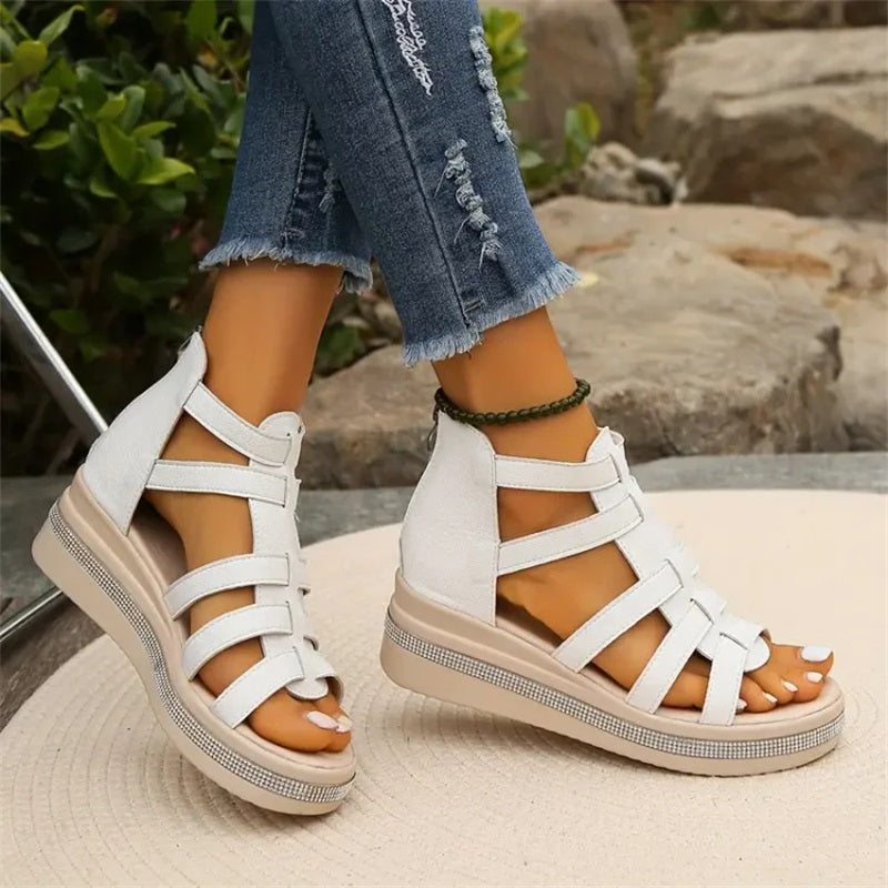 SINTIVO™ Luxe Strass Wedge Sandalen