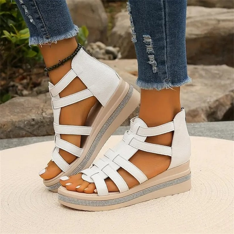 SINTIVO™ Luxe Strass Wedge Sandalen