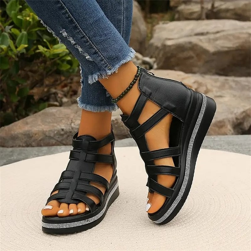 SINTIVO™ Luxe Strass Wedge Sandalen