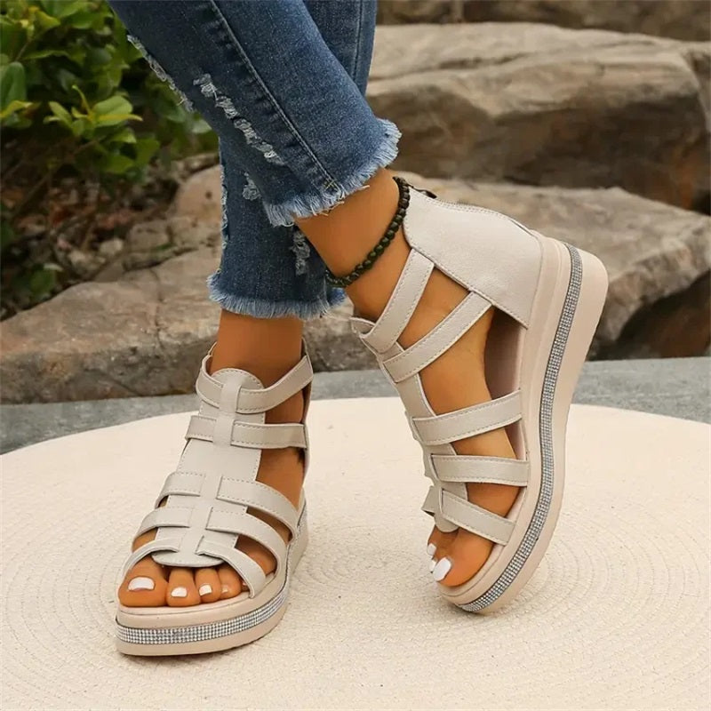 SINTIVO™ Luxe Strass Wedge Sandalen