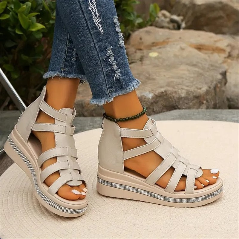 SINTIVO™ Luxe Strass Wedge Sandalen