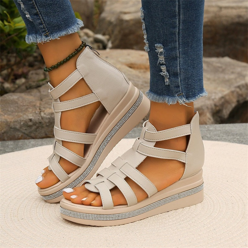 SINTIVO™ Luxe Strass Wedge Sandalen